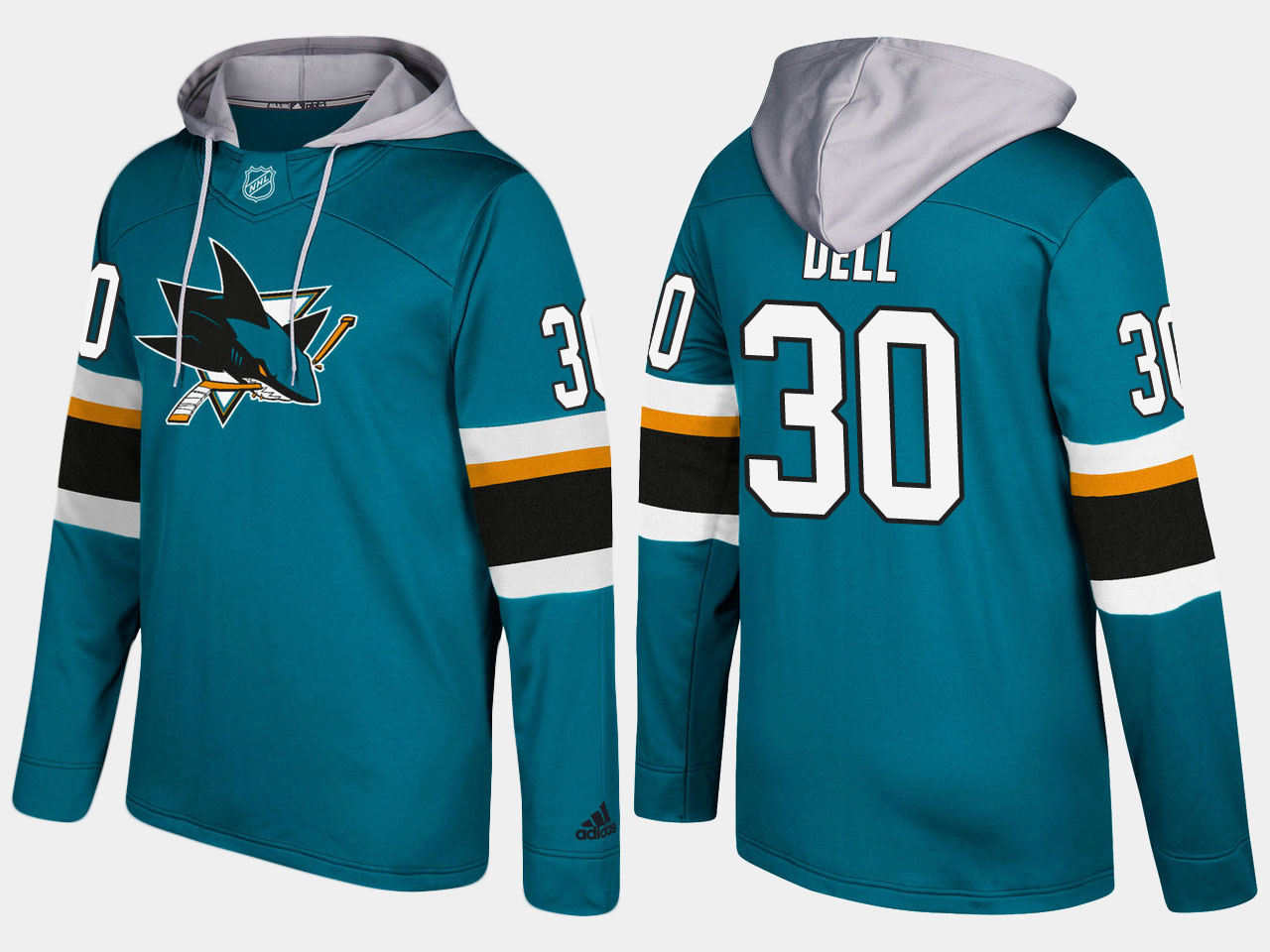 NHL Men San Jose sharks #30 aaron dell blue hoodie->san jose sharks->NHL Jersey
